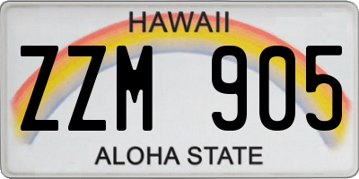 HI license plate ZZM905