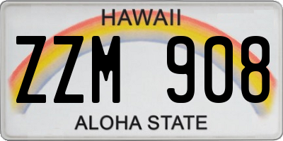 HI license plate ZZM908