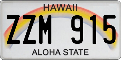 HI license plate ZZM915