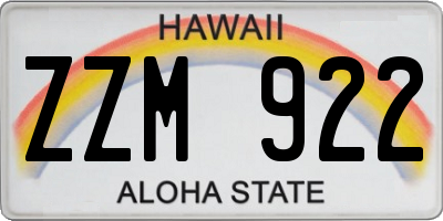 HI license plate ZZM922