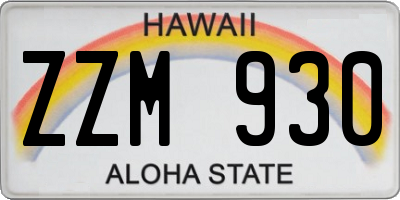 HI license plate ZZM930