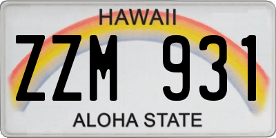 HI license plate ZZM931