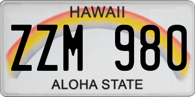 HI license plate ZZM980