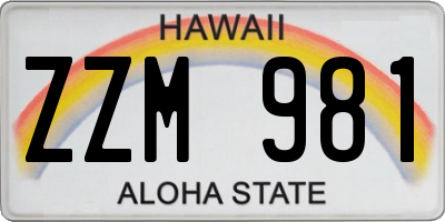 HI license plate ZZM981