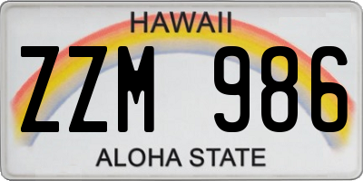 HI license plate ZZM986