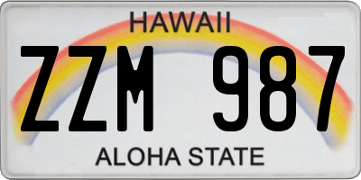 HI license plate ZZM987