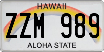 HI license plate ZZM989