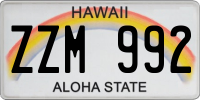 HI license plate ZZM992