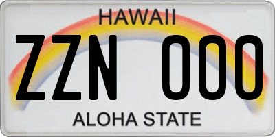 HI license plate ZZN000