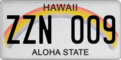 HI license plate ZZN009