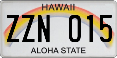 HI license plate ZZN015