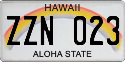 HI license plate ZZN023