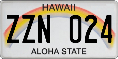 HI license plate ZZN024
