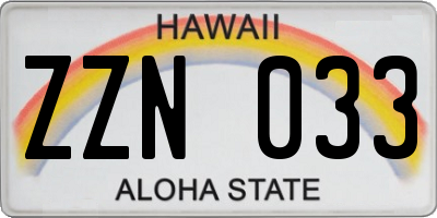 HI license plate ZZN033