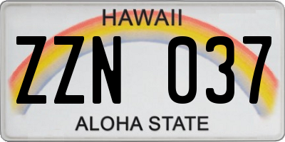 HI license plate ZZN037