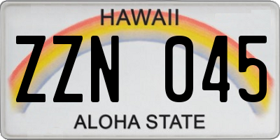 HI license plate ZZN045