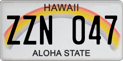 HI license plate ZZN047