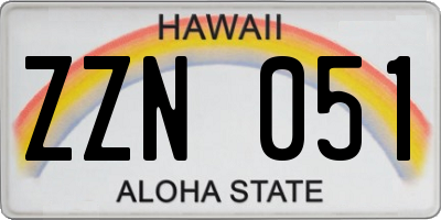 HI license plate ZZN051