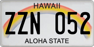 HI license plate ZZN052