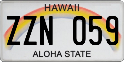 HI license plate ZZN059