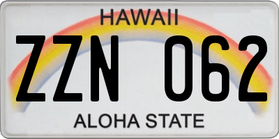 HI license plate ZZN062