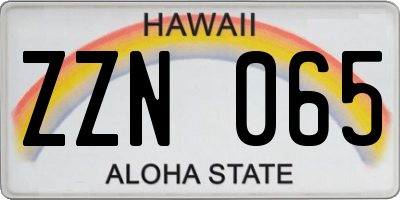 HI license plate ZZN065