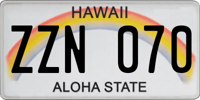 HI license plate ZZN070