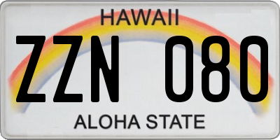 HI license plate ZZN080