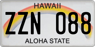 HI license plate ZZN088