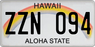 HI license plate ZZN094