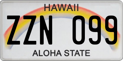 HI license plate ZZN099