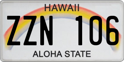HI license plate ZZN106