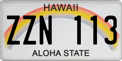 HI license plate ZZN113