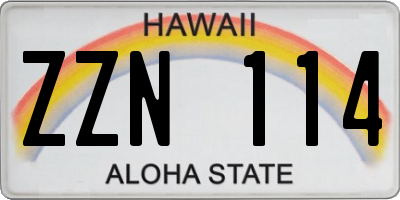 HI license plate ZZN114