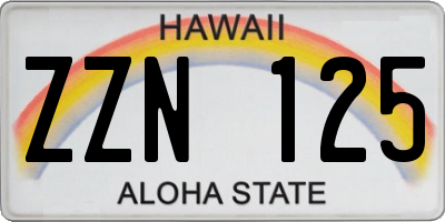 HI license plate ZZN125