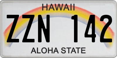 HI license plate ZZN142