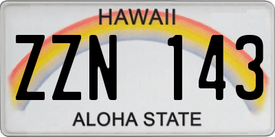 HI license plate ZZN143