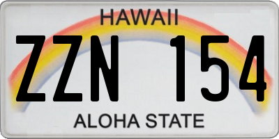 HI license plate ZZN154