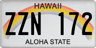 HI license plate ZZN172