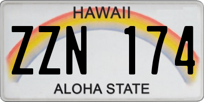 HI license plate ZZN174