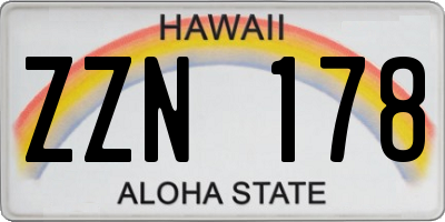 HI license plate ZZN178