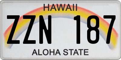 HI license plate ZZN187