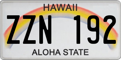HI license plate ZZN192