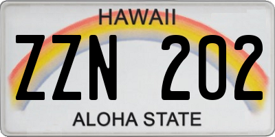 HI license plate ZZN202