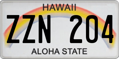 HI license plate ZZN204