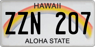 HI license plate ZZN207