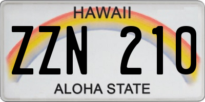 HI license plate ZZN210