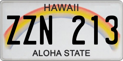 HI license plate ZZN213