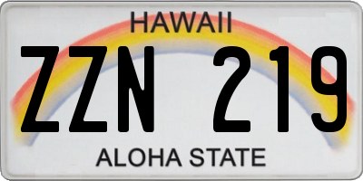 HI license plate ZZN219