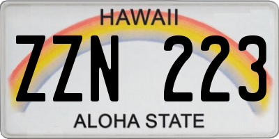 HI license plate ZZN223